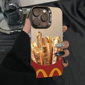 Coques de Téléphone Antichoc de Luxe Effet Frites Dorées pour <span class=keywords><strong>iPhone</strong></span> 17 Air, 16, 15 Plus, Pro Max, 14, 13, 12, <span class=keywords><strong>11</strong></span>, X – Housse Arrière - Product Image 2