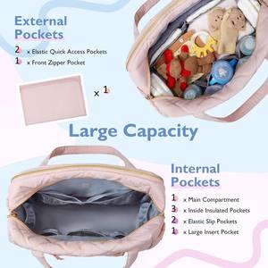 Sac à langer matelassé avec matelas à langer intégré, fourre-tout extensible grand format <span class=keywords><strong>pour</strong></span> maman, sac <span class=keywords><strong>de</strong></span> voyage matelassé <span class=keywords><strong>pour</strong></span> l'hôpital - Product Image 3