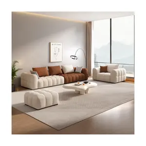 Venda quente 2023 sofás da sala moderna minimalista italiano nórdico moderno sofá gato zero tecido sofá conjunto móveis