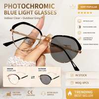 Monture de lunettes photochromiques rondes en métal léopard vintage MK7180 pour tous les visages, anti-lumière bleue