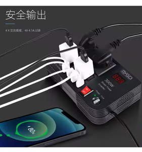 อินเวอร์เตอร์แปลงไฟ 300W 12V เป็น 220V AC สำหรับรถยนต์/รถบรรทุก/รถบ้าน พร้อมช่องจ่ายไฟคู่ 12V วัสดุ ABS ผลิตในกวางตุ้ง ประเทศจีน - Product Image 3