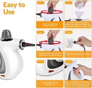 Pulitore a Vapore Naturale Portatile Pressurizzato per Superfici Multiple con 12 Accessori, Multiuso per Casa, Pavimenti, Tappezzeria, Fughe e Auto - Product Image 4