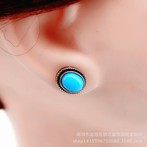 Pendientes de acero inoxidable yunnique con turquesa, engaste ovalado, joyería de acero de titanio para mujer, regalo, accesorios de moda - Product Image 5