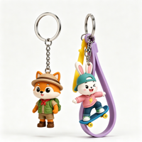 Porte-clés 3D personnalisé en PVC, figurine de dessin animé mignonne avec dragonne en silicone pour cadeaux promotionnels et image de marque d'entreprise
