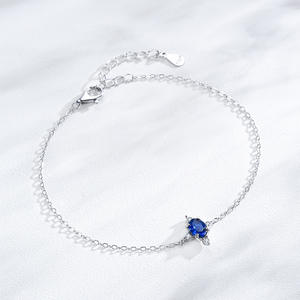 Pulsera de Cadena Lisa con Circonita y Zafiro en Plata de Ley S925 para Mujer, Joyería de Moda, Versión de Cobre Personalizable - Product Image 6