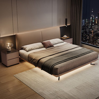 Cadre de lit de luxe design italien Queen-Size Ensemble de meubles de chambre à coucher en acier inoxydable de haute qualité, inclinables et souples