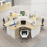 Bureau de travail modulaire en bois moderne pour 4 personnes avec cloisons pour postes de travail d'entreprise technologique BaiYuan