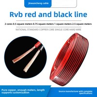 Cable de Cobre de PVC Ignífugo de Doble Paralelo RVB de 2 Núcleos, Rojo-Negro, 0.75-2.5 mm², Cable de Alimentación de Ingeniería para Monitoreo