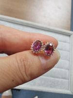 Boucles d'oreilles en or rose 14 carats 0,85 ct avec diamant rubis naturel sang de pigeon Bijoux en or fin pour anniversaire et mariage de femme