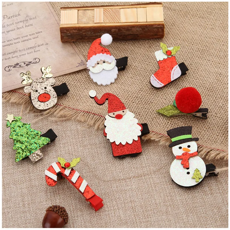Presente de Natal por atacado criativo decorativo pato bico clipe alce papai Noel conjuntos de grampos de cabelo para decoração
