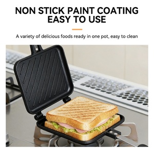Plancha para Sándwiches Antiadherente, Doble Cara, Desmontable, para Desayunos, Compatible con Cocina de Gas e Inducción - Product Image 4