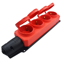 Prise industrielle multi-prises de type allemand, étanche IP54, 4 voies, Schuko, 16A 250V, rouge, norme européenne, réutilisable