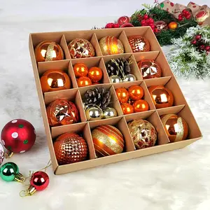 新款上市高品质圣诞球3-6厘米纸盒，带42件亮形彩绘球圣诞饰品