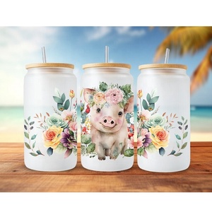 <span class=keywords><strong>100</strong></span> + Tendance Design 3D UV Dtf Tasse Wraps Transfert Autocollants Animal Mignon Animal Fleurs Dtf Tasse Tumbler Libbey Verre Peut Wrap - Product Image 2