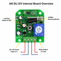 Télécommande universelle 433 MHz pour porte de garage, portail électrique 12 V, contrôleur sans fil à 2 boutons avec code d'apprentissage et lumière LED