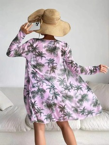 Verano playa String Bikini traje de baño ropa de playa Mujer traje de baño playa cintura alta cubrir conjunto de 3 piezas Vestido de playa - Product Image 2