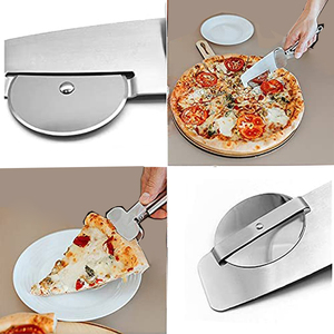 Cortador de pan multifunción de acero inoxidable 3 en 1, cortador de pastel, cáscara de pastel, rueda de <span class=keywords><strong>Pizza</strong></span>, pala, cuchillo, servidor de pasteles con Clip de cocina - Product Image 6