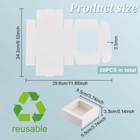 Boîtes en papier kraft blanc personnalisées avec fenêtre transparente, emballage cadeau élégant pour boulangerie, pour biscuits, gâteaux, bonbons, mariage, fête, festival