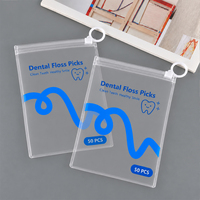 Pochette à fermeture éclair en PVC transparent givré imprimée sur mesure avec anneau pour bâtonnets de fil dentaire, emballage de voyage pour soins bucco-dentaires