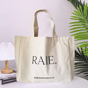 Sac fourre-tout en toile de coton écologique 12OZ avec cordon de serrage, motif lettres, grande capacité, pour mariage, plage et shopping, personnalisable avec logo - Product Image 2