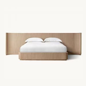 Letto matrimoniale di lusso in legno imbottito in velluto diamantato - Product Image 2