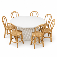 Ensemble table et chaises rondes en rotin naturel faites à la main pour enfants, idéal pour garderie, école maternelle, salle de jeux, intérieur, extérieur, fêtes et événements (location disponible)