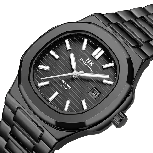 IIK Classic Men Quartz Watch for Men Waterproof Date Display Wristwatch Luminous Hands Durable Alloy Luxury Design Watches 1376B