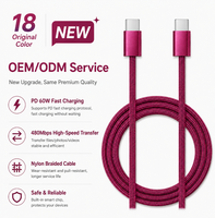Kabel Pengisian Daya USB-C ke USB-C 60W 1m 2m, Nylon Braided, Tembaga Murni, Pengisian Cepat 3A, Kabel Data untuk iPhone 15 16 17 18 Pro Max