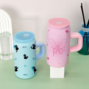 Taza de Café de Acero Inoxidable Aislada de Doble Capa con Asa Tipo Mason, 16oz, Blanca, para Sublimación, Ideal para Regalos - Product Image 1