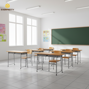 Meubles d'école primaire modernes personnalisés, ensemble de chaises et de bureaux doubles ergonomiques en bois, écologiques et durables, <span class=keywords><strong>pour</strong></span> <span class=keywords><strong>la</strong></span> formation en classe - Product Image 3