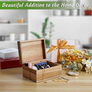Venta al por mayor caja de recuerdo de madera de acacia con tapas con bisagras joyero de madera caja de almacenamiento de velas de lujo - Product Image 5