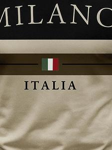 T-shirt a maniche lunghe da uomo con grafica bandiera italiana Milano - Maglia casual in raso 100% poliestere pesante con scollo a V e stampa ricamata 3D - Product Image 5