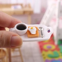 Ensemble petit-déjeuner français à l'échelle 1:12, mini-modèle café et pain, aliments miniatures pour maison de poupée, accessoires de jeu de scène DIY