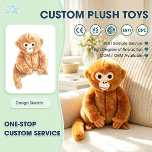 Peluche singe assis brun, poupée singe en peluche marron en position droite, adorable peluche pour la décoration de chambre d'enfant, personnalisable OEM ODM - Product Image 1