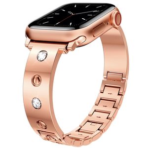 Banda de metal de diamante de lujo para mujeres correas de reloj inteligente que se ajustan a <span class=keywords><strong>Apple</strong></span> Watch Ultra 49mm <span class=keywords><strong>Iwatch</strong></span> 38mm 40mm 42mm - Product Image 3