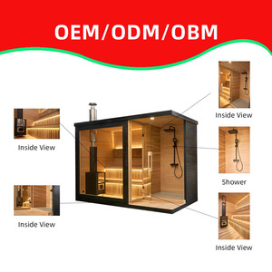 Moderne Outdoor-Großsauna-Design Indoor-Outdoor Holz-Trockensauna-Duschkombination mit Holzofen Schöne Outdoor-Sauna - Product Image 2