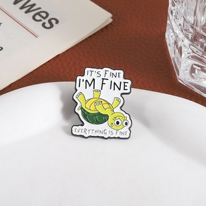 Broche de Tortuga de Aleación de Zinc Pintado, Divertido, con la Frase 'Estoy Bien', Accesorio de Ropa Inspirador, Insignia de Metal, Regalo, Corsage Exquisito - Product Image 3