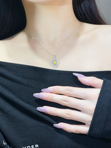 Xinfly Wholesale Price 18k White Gold Natural Yellow and White Diamond Necklace - Product Image 5