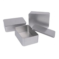 Boîte en étain argentée personnalisée avec logo / Boîte en métal carrée vide / Boîte en étain rectangulaire argentée