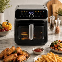Friteuse à air électrique intelligente avec écran tactile, 8 menus prédéfinis, mode maintien au chaud, mode dégivrage, silencieuse, grande capacité 10L, certifiée CE, pour la cuisine
