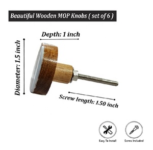 Perlengkapan Kabinet Dapur Rumah, Gagang Pintu Lemari, Gagang Laci Lemari Pakaian, Set 6 Buah, Kayu Solid Ramah Lingkungan, Multifungsi, Dekoratif - Product Image 4