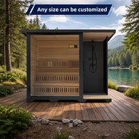 Sauna extérieur avec douche et vestiaire moderne