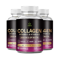 Gommes de Collagène Marin de Haute Qualité, Compléments pour Favoriser la Croissance des Cheveux et des Ongles, et une Peau Saine, avec Biotine et Vitamine C