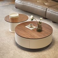 Table basse ronde en bois massif de style chinois vintage, table à thé haut de gamme moderne minimaliste de luxe léger pour petit appartement ou salon