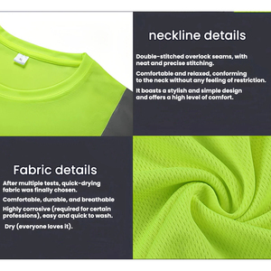 T-shirts de sécurité réfléchissants <span class=keywords><strong>haute</strong></span> <span class=keywords><strong>visibilité</strong></span> personnalisés et gilets de sécurité réfléchissants multifonctionnels, OEM avec tailles plus grandes disponibles - Product Image 4
