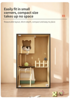 Maison et villa pour chat en bois massif Dongma, design respirant, porte coulissante horizontale, grande cage d'escalade pour usage intérieur
