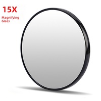 Miroir grossissant double face avec cadre en plastique 10X 23 cm avec 3 ventouses |   Miroir de maquillage portable de voyage