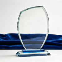 Trophée sportif personnalisable en verre cristal écologique gravé au laser pour enfants - Plaque de récompense bleu clair