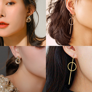 2025 Bông Tai Vàng Lớn Hoop Bông Tai Hàn Quốc Hình Học Kim Loại Nữ Cổ Điển Dropearrings Cho Phụ Nữ - Product Image 5