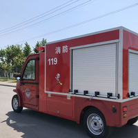 Camion de pompiers électrique compact à 4 roues, 2 places, fermé, 1 tonne, avec pompe à incendie